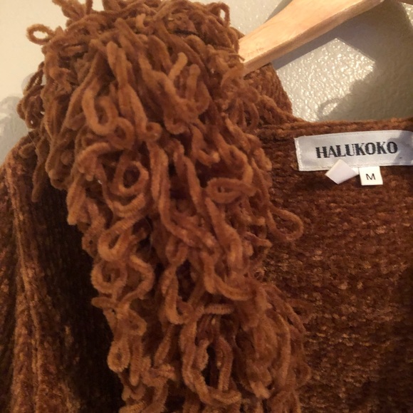 Halukoko Shaggy Honey Brown Coat Size M - Picture 5 of 5